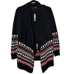 Lauren Ralph Lauren Womens Black Fair Isle Shawl Collar Cardigan Sweater 2X